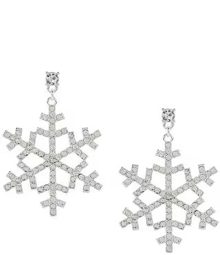 Merry & Bright Large Crystal Snowflake Drop Earrings | Dillard's | Dillard's