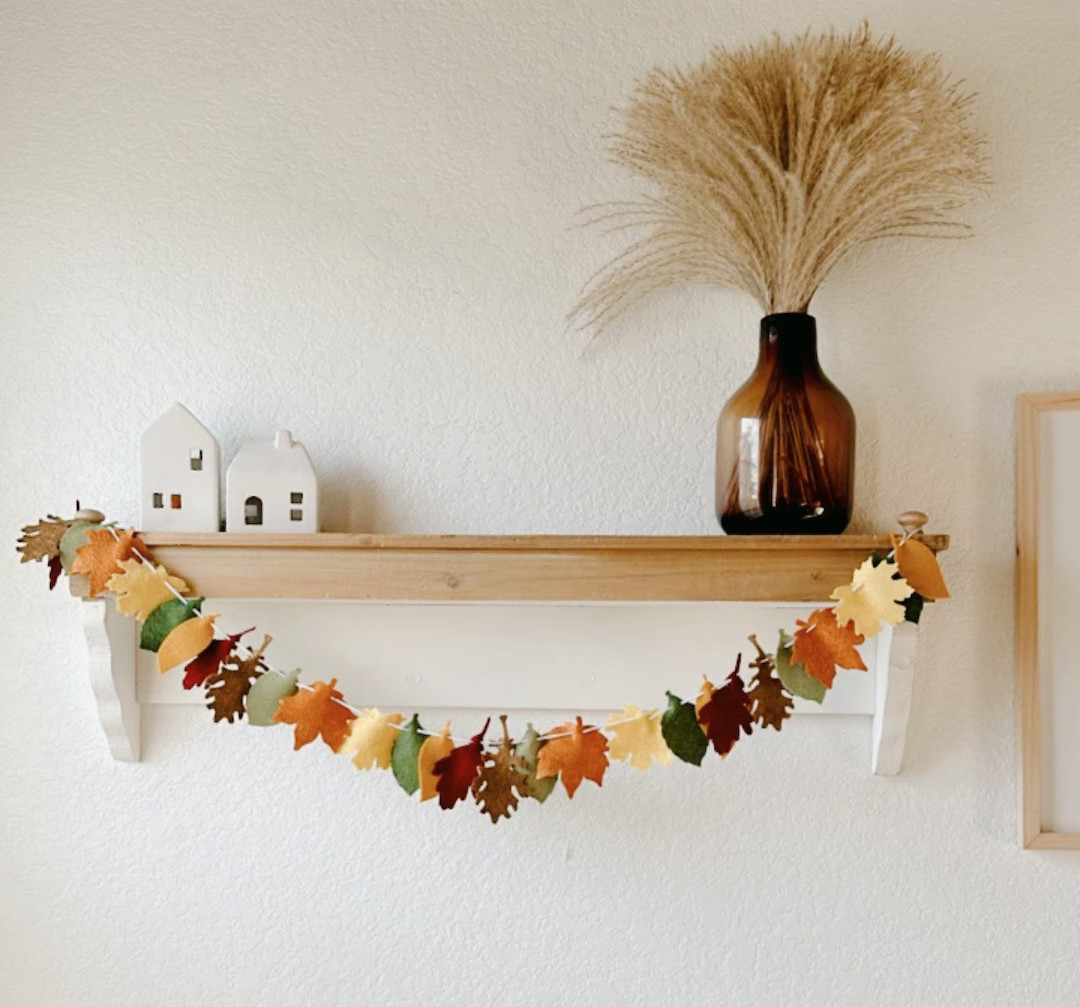 Fall Garland, Autumn Garland, Autumn Leaf, Fall Leaf, Wool Felt Leaves, Fall Decor, Thanksgiving ... | Etsy (US)