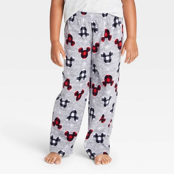 Kids' Mickey Mouse & Friends Holiday Mickey Fleece Matching Family Pajama Pants - Gray | Target