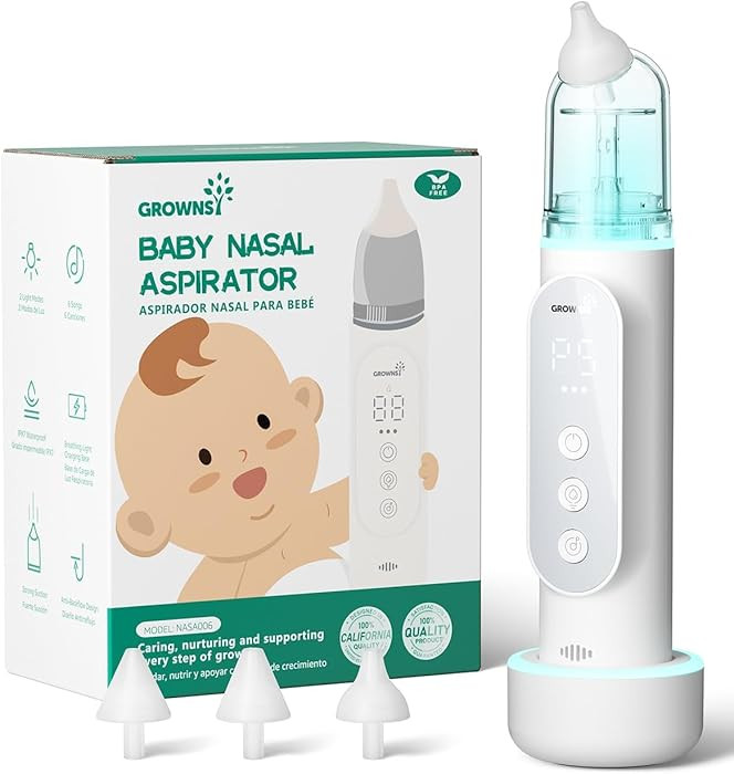 GROWNSY Nasal Aspirator for Baby, Upgraded 5 Suction Levels Baby Nose Sucker, IPX7 Waterproof Ele... | Amazon (US)