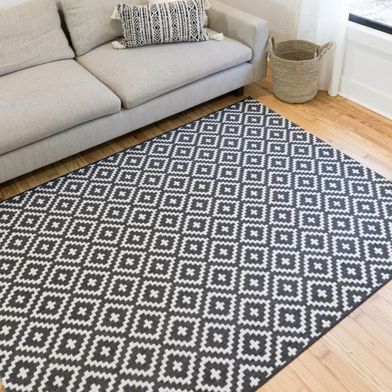 Boucher Geometric Black Indoor/Outdoor Area Rug | Wayfair North America