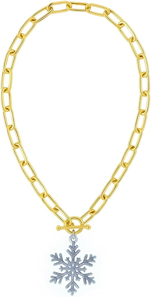 Wine Wear Holiday Chunky Charm Necklace - Gold Chain Link Toggle Statement Jewelry for Women, Chr... | Amazon (US)