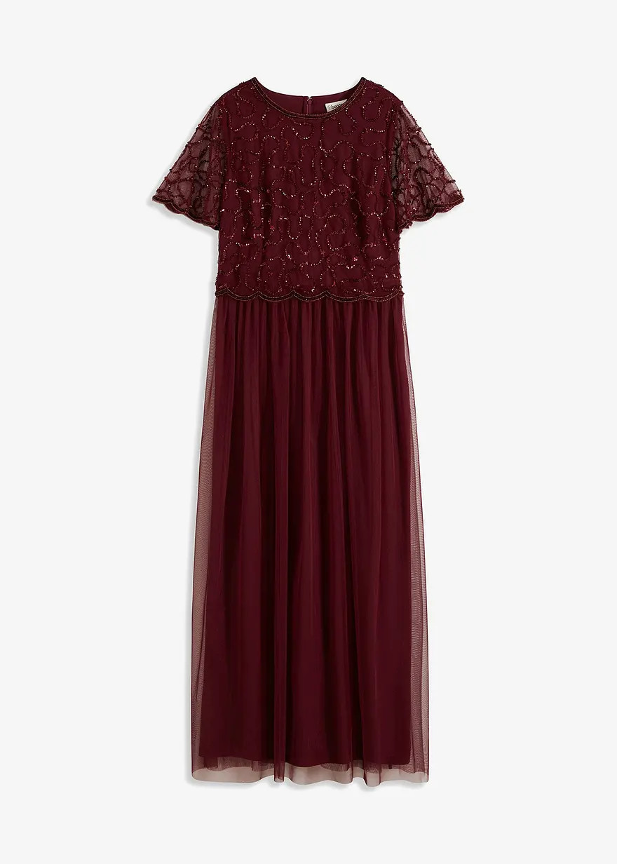 Elegant und feminin: Abendkleid aus feinem T\u00fcll mit Paillettenstickerei im Oberteil. Der-Mus... | Bonprix DE
