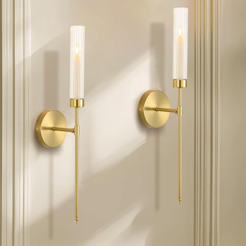 Gold Wall Candle Holder Long Wall Candle Sconces Set of 2 Large Modern Candle Sconce Hanging Rustic Home Walls Decoration for Living Room,Dining Room,Bedroom,Fireplace | Amazon (US)