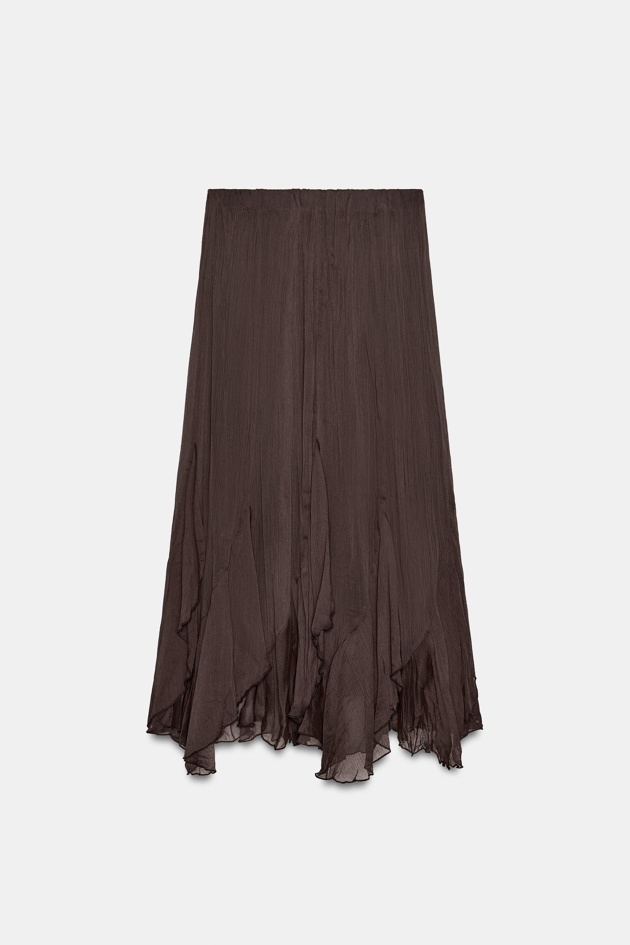 RUFFLED LACE MIDI SKIRT | Zara UK