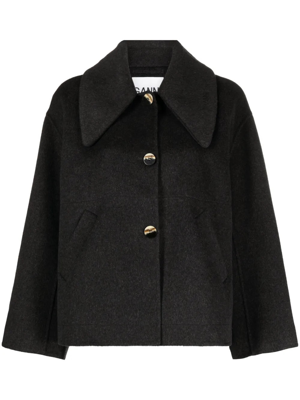 oversized pointed-collar wool jacket | Farfetch Global