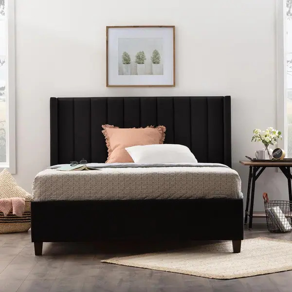 Brookside Adele Vertical Upholstered Bed - Black - Queen | Bed Bath & Beyond