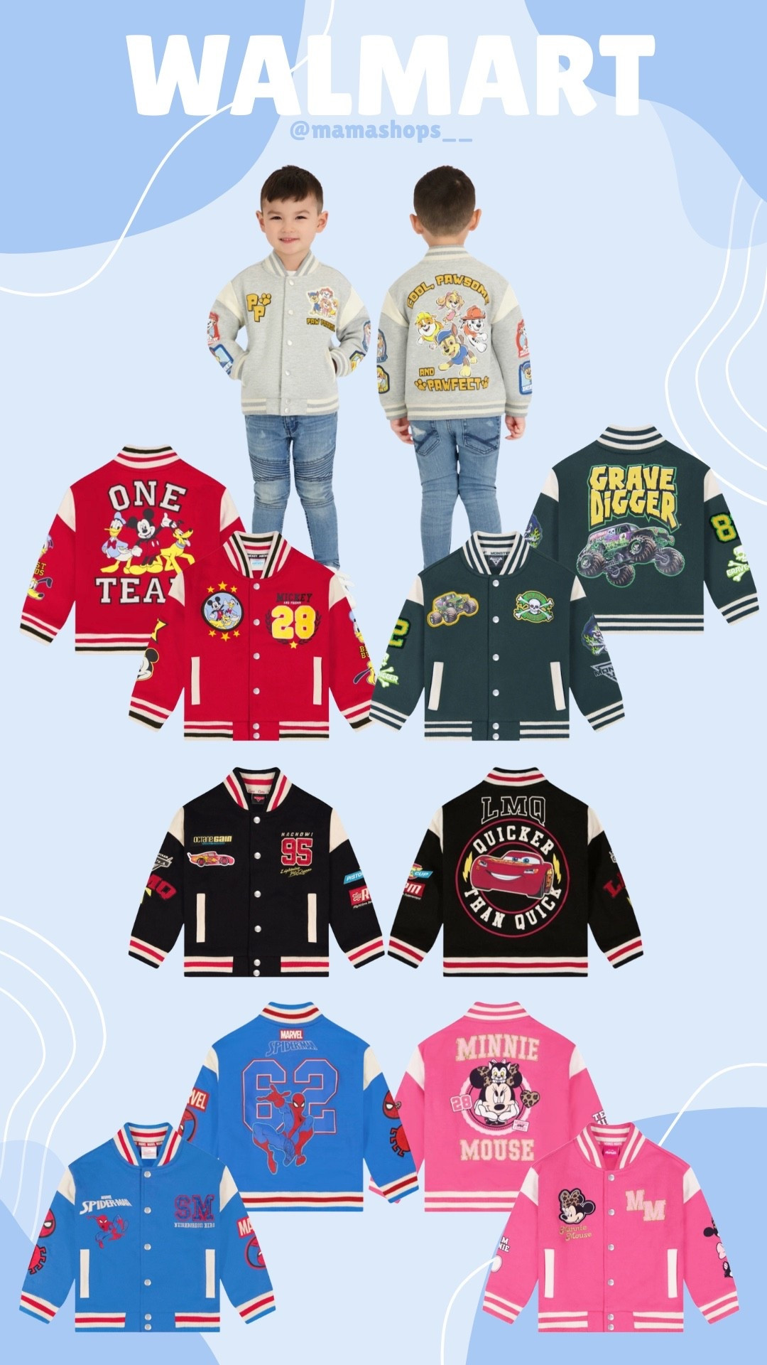 Toddler Boys and Girls character bomber jackets, lots of options to choose from! 😍❤️

Find them at Walmart, linking them all here🔗✨

#LTKSeasonal #LTKmomlife #LTKBaby