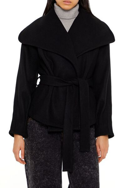 Brushed Tie-Waist Wrap Coat | Forever 21