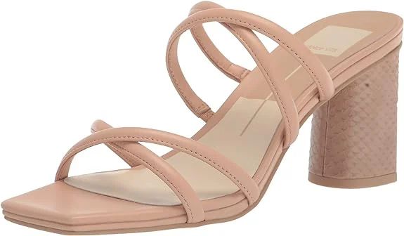 Dolce Vita Patsi Cream Leather Slip On Squared Open Toe Block Heeled Sandals (Cream Leather, 7.5) | Walmart (US)