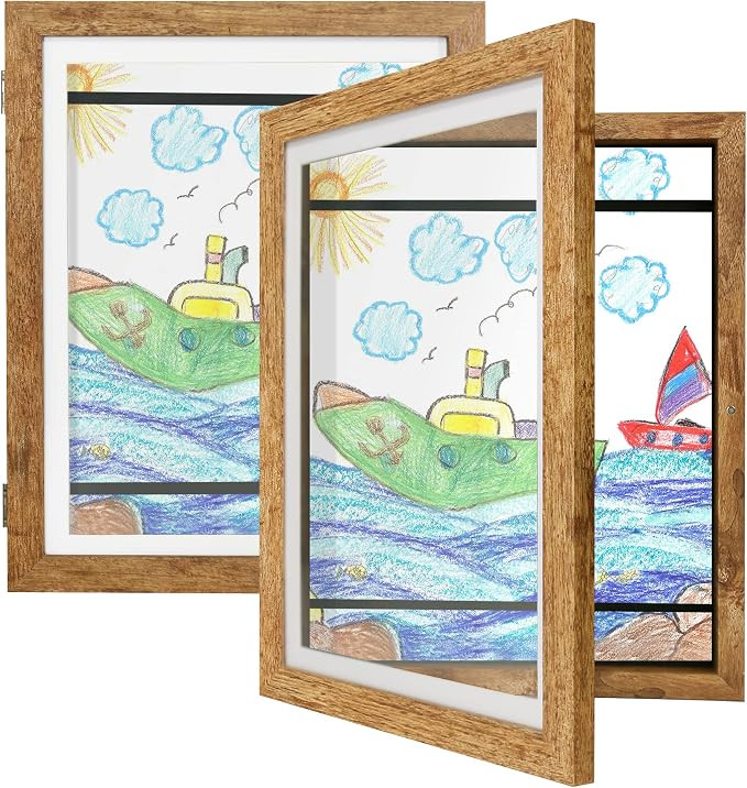 iRahmen Kids Art Frames 8.5x11 Set of 2 - Front Opening Childrens Picture Frame Changeable, Wood ... | Amazon (US)