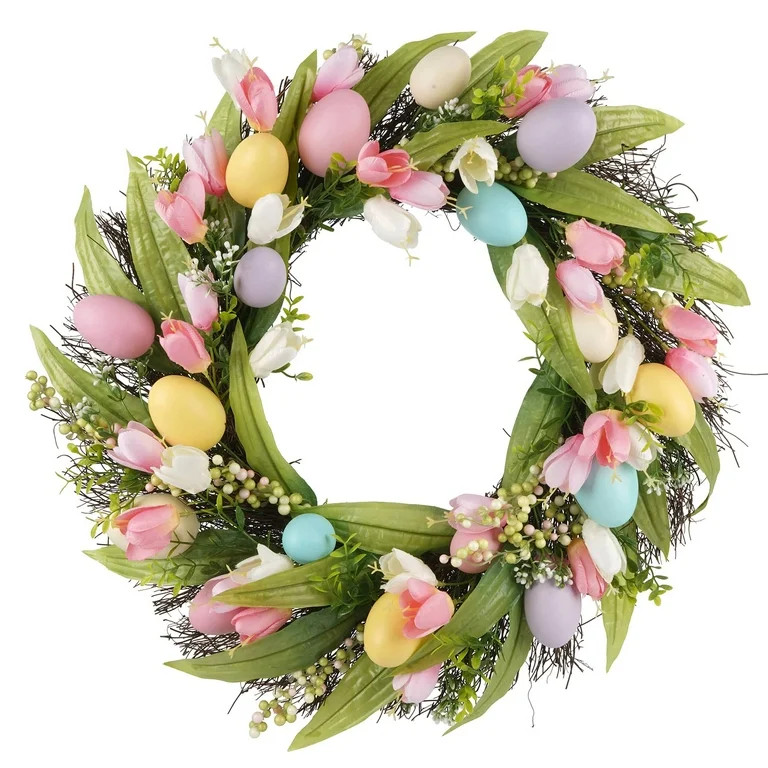 22" Easter Egg & Tulip Wreath by Ashland® | Walmart (US)