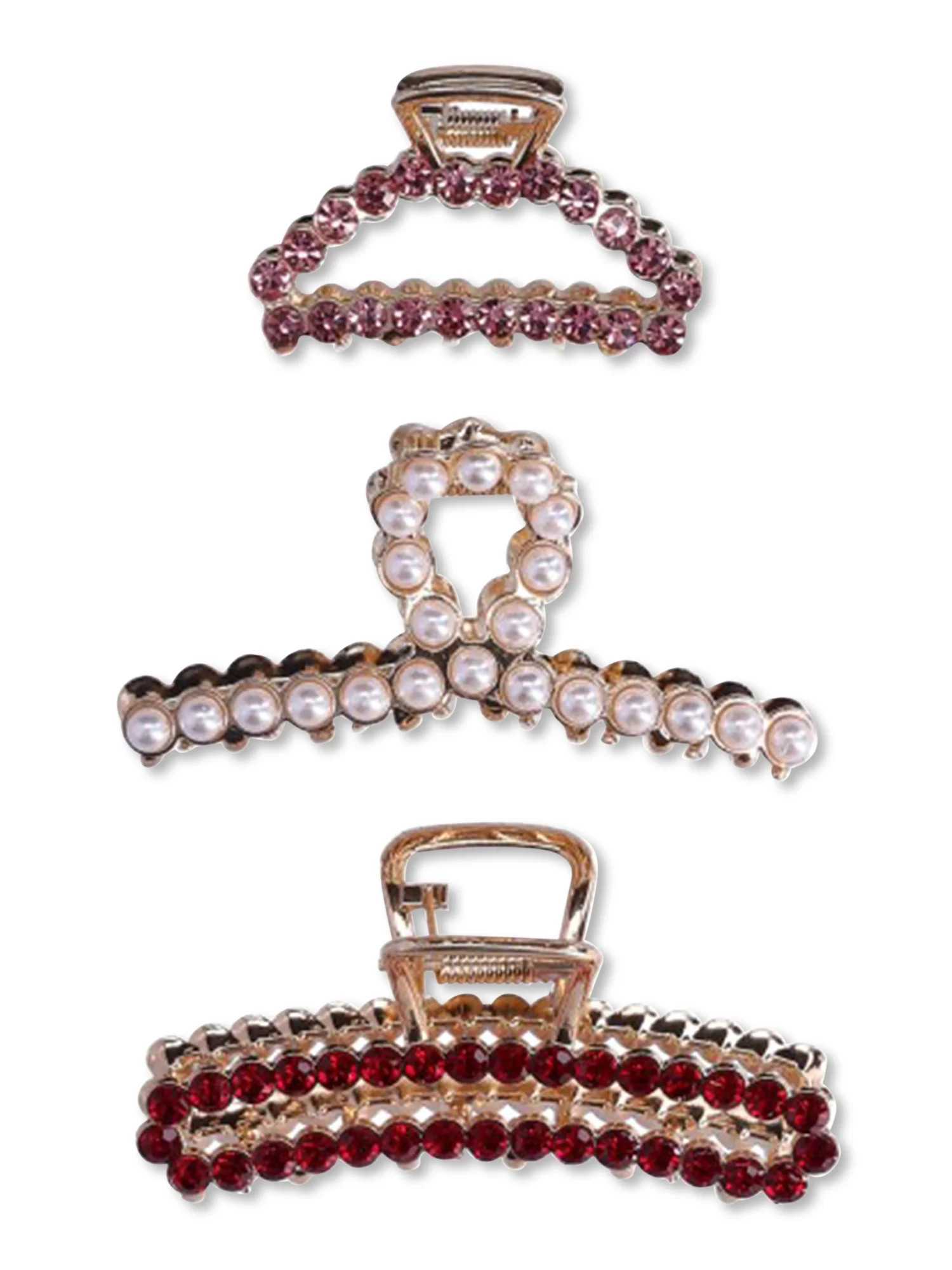 Time and Tru Women's Embellished Claw Hair Clip, 3-Pack | Walmart (US)