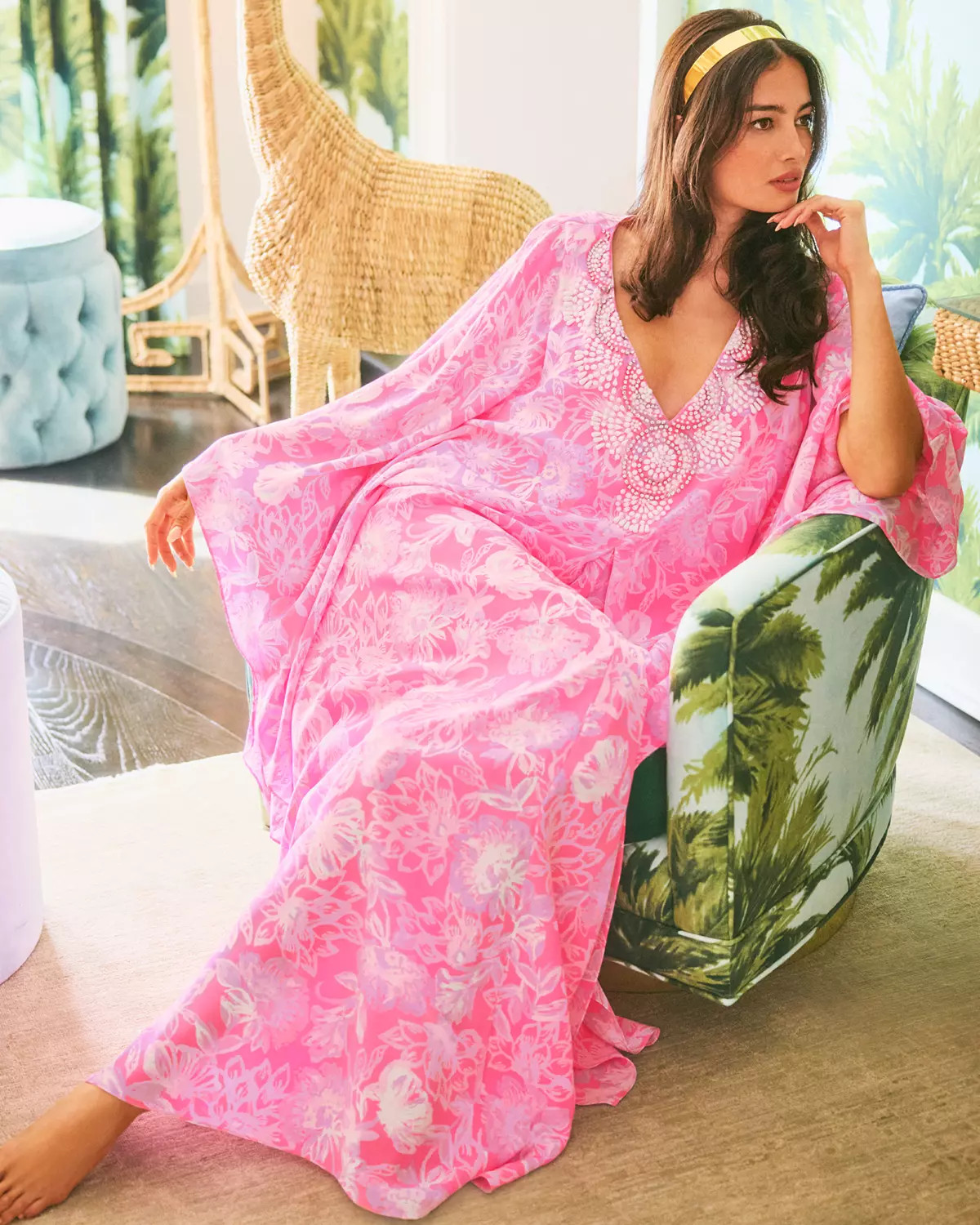 Mindy Beaded Silk Maxi Caftan | Lilly Pulitzer