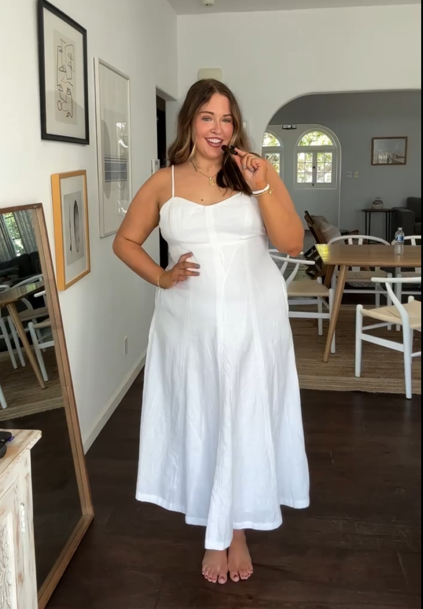 Abercrombie white linen vacation dress! I’m wearing a size XL 