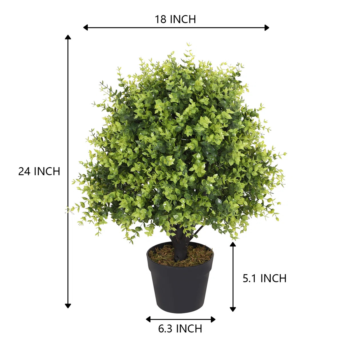 24" Artificial Boxwood Topiary Ball Trees in Pot, Fake Outdoor Plant for Front Door Decor (Set of... | Wayfair North America