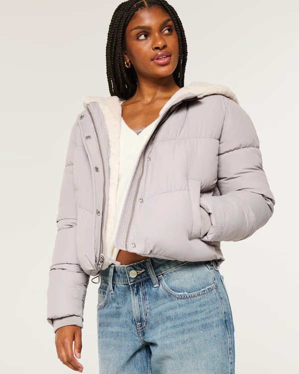 Women's Faux Fur-Lined All-Weather Puffer Jacket | Women's Jackets & Coats | HollisterCo.com | Hollister (US)