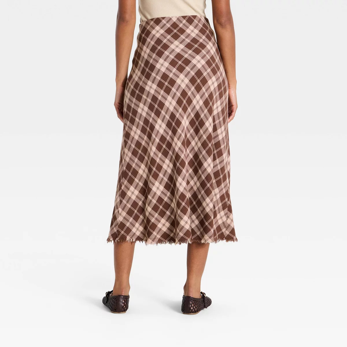 Women's Plaid Midi Skirt - Universal Thread\u2122 Brown XL | Target