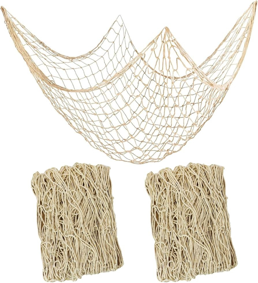 2 PCS Fish Net Decorations, 80 x 40 Inch, Ocean Themed Party Decor Beach, Nautical Wall Hanging F... | Amazon (US)