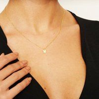 14K Solid Gold Clover Necklace, Valentine's Day Gifts, Minimalist Silver Four Leaf Necklace, Dainty  | Etsy (US)