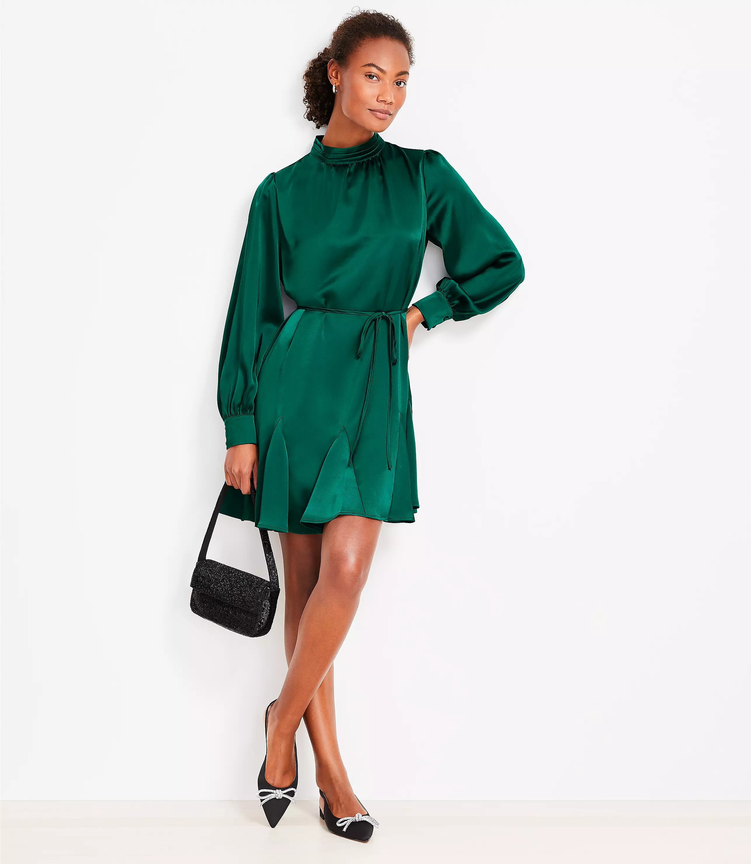Satin Godet Mini Dress | LOFT