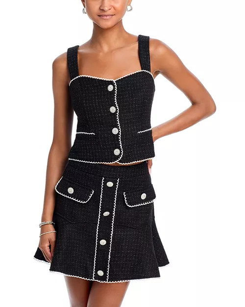 AQUA Scalloped Tweed Tank Top - Exclusive  | Bloomingdale's Women | Bloomingdale's (US)