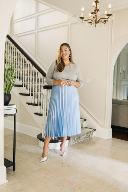 This pleated skirt is a most loved for the week! Wearing size XL in everything. 

#LTKmidsize #LTKstyletip #LTKworkwear