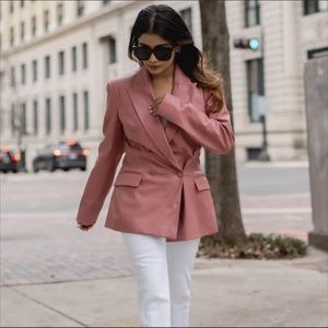 Zara Marsala Faux Leather Double Breasted Blazer | Poshmark