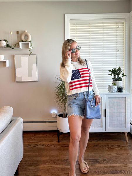 American Girl
American flag sweater | agolde Jean shorts | Fourth of July outfit 

#LTKshoecrush #LTKsalealert #LTKSeasonal