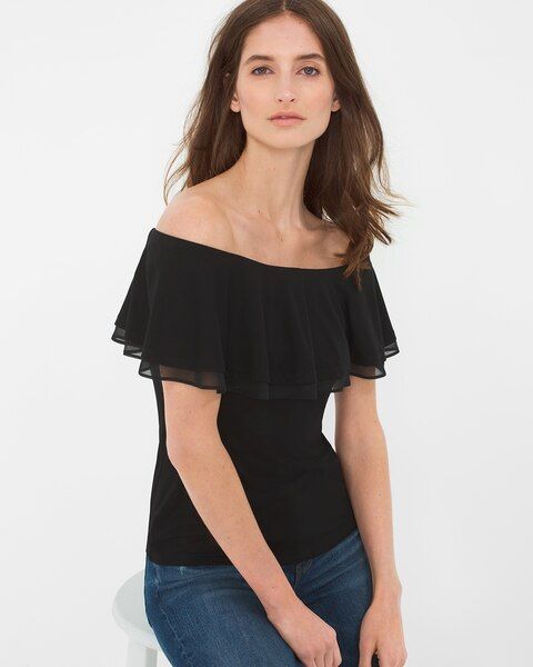 Women's Cold Shoulder Flounce Top by White House Black Market | White House Black Market