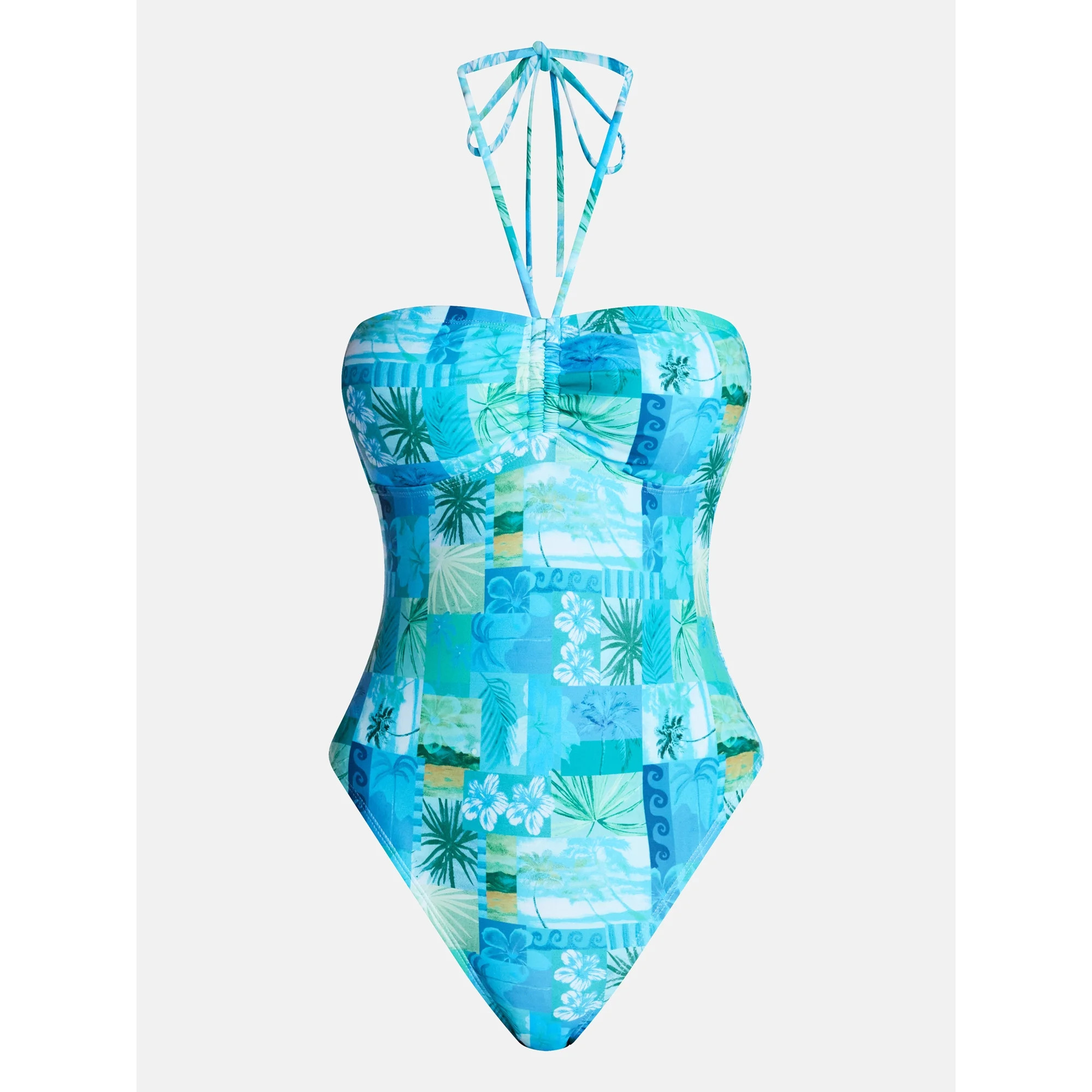 No Boundaries Halter One Piece Swimsuit, Women's XXS-XXL | Walmart (US)