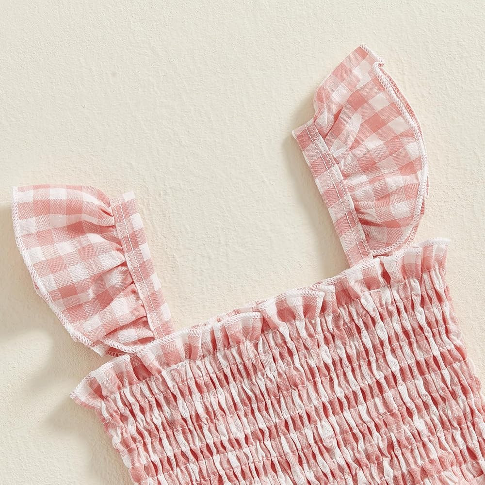 Infant Kids Summer Clothes Toddler Baby Girl Romper Jumpsuit Overall Pants Plaid Sleeveless Ruffl... | Amazon (US)
