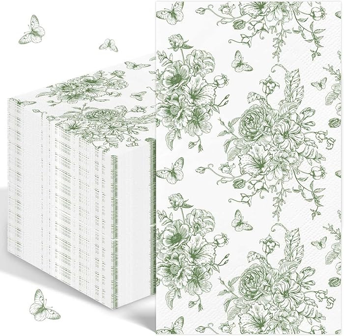 100PCS Green Floral Napkins Disposable Hand Towels for Bathroom 3 Ply Greenery Paper Napkins Deco... | Amazon (US)