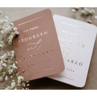 Gold Wedding Vow Books, Set Of 2, Foil White & Taupe Personalized Booklets, Real Foil, Minimalist | Etsy (US)