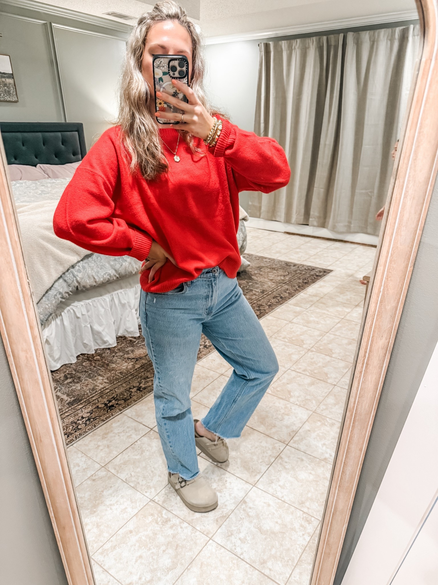The best shade of red ever with the best jeans 🩷

#LTKmomlife #LTKootd #LTKHoliday
