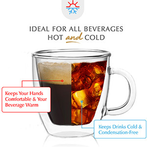 JoyJolt Savor Double Wall Insulated Glasses Espresso Mugs (Set of 2) - 5.4-Ounces | Amazon (US)