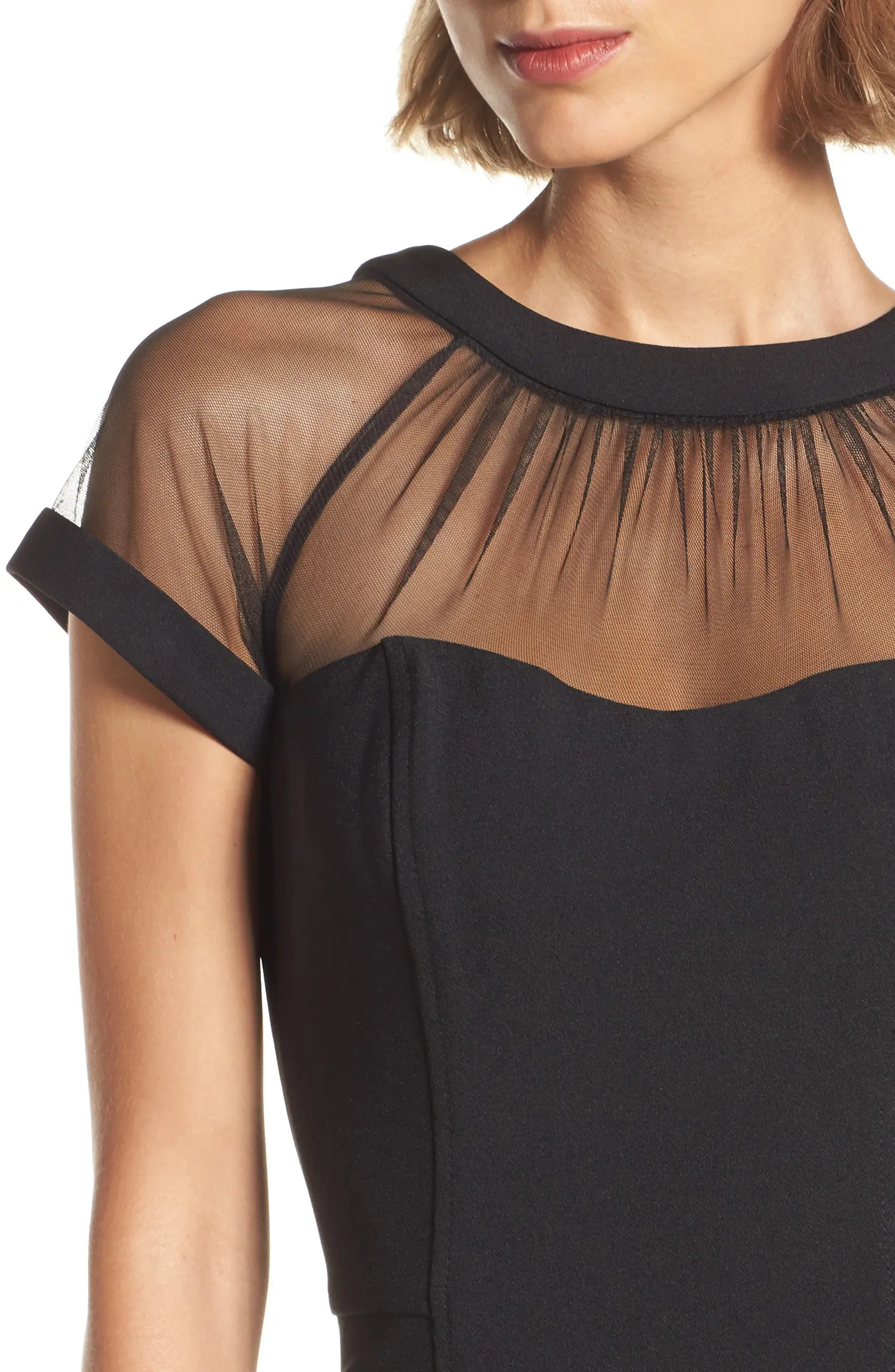 Illusion Yoke Crepe Cocktail Dress | Nordstrom