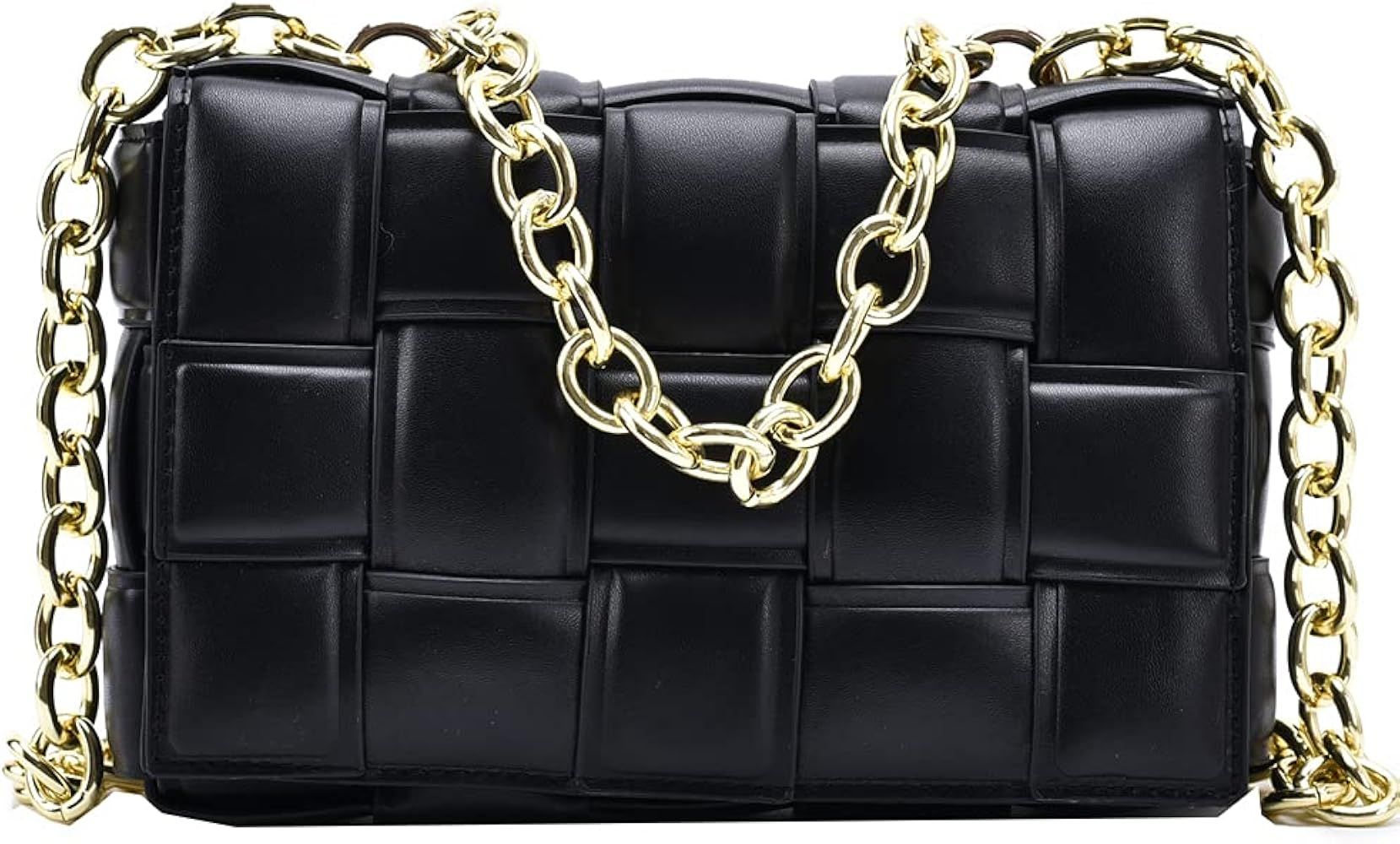 Woven Design Chain Crossbody Handbag Purse for Women, Small Shoulder Messenger Bag Clutch Purses | Amazon (US)