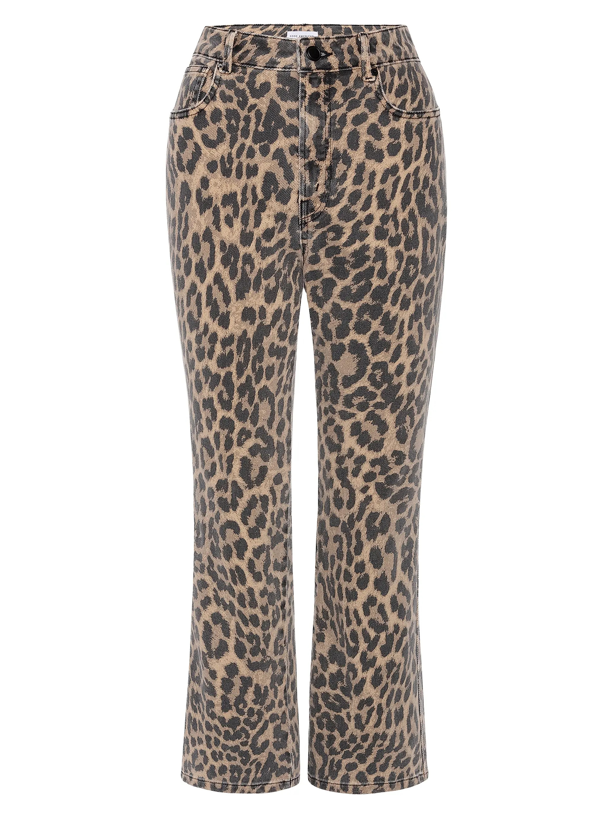 Good American Good Standard Leopard Kick-Flared Jeans | Saks Fifth Avenue | Saks Fifth Avenue