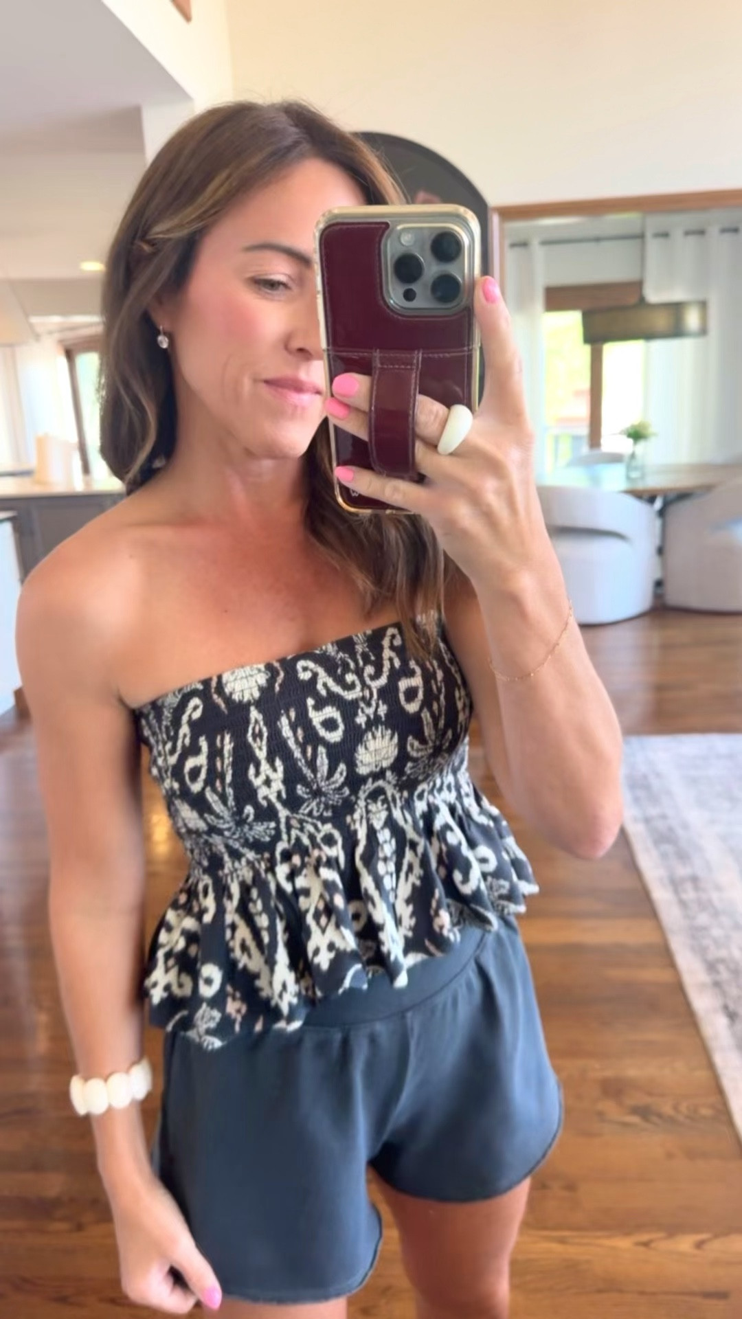 Summer outfit combo. 
Terry sweatshorts and peplum tube top. 
XS shorts
S tube top - size up for length 

#LTKOver40 #LTKxAerie #LTKSeasonal