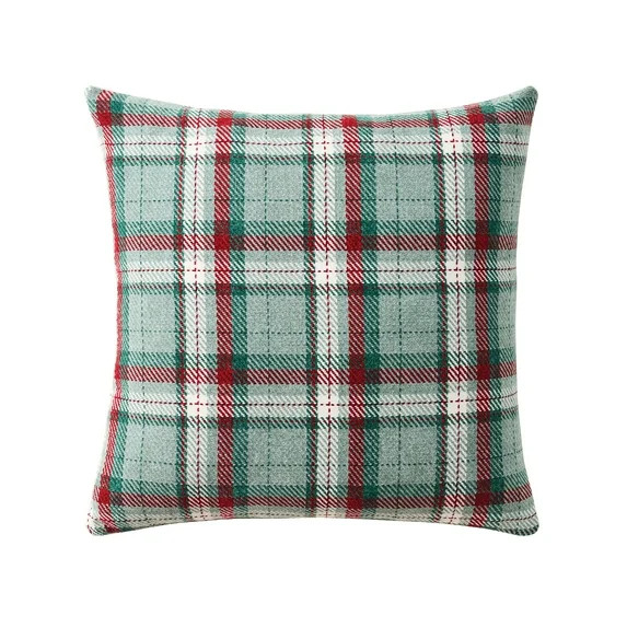 Holiday Time 18" x 18" Green Holiday Plaid Decorative Pillow | Walmart (US)