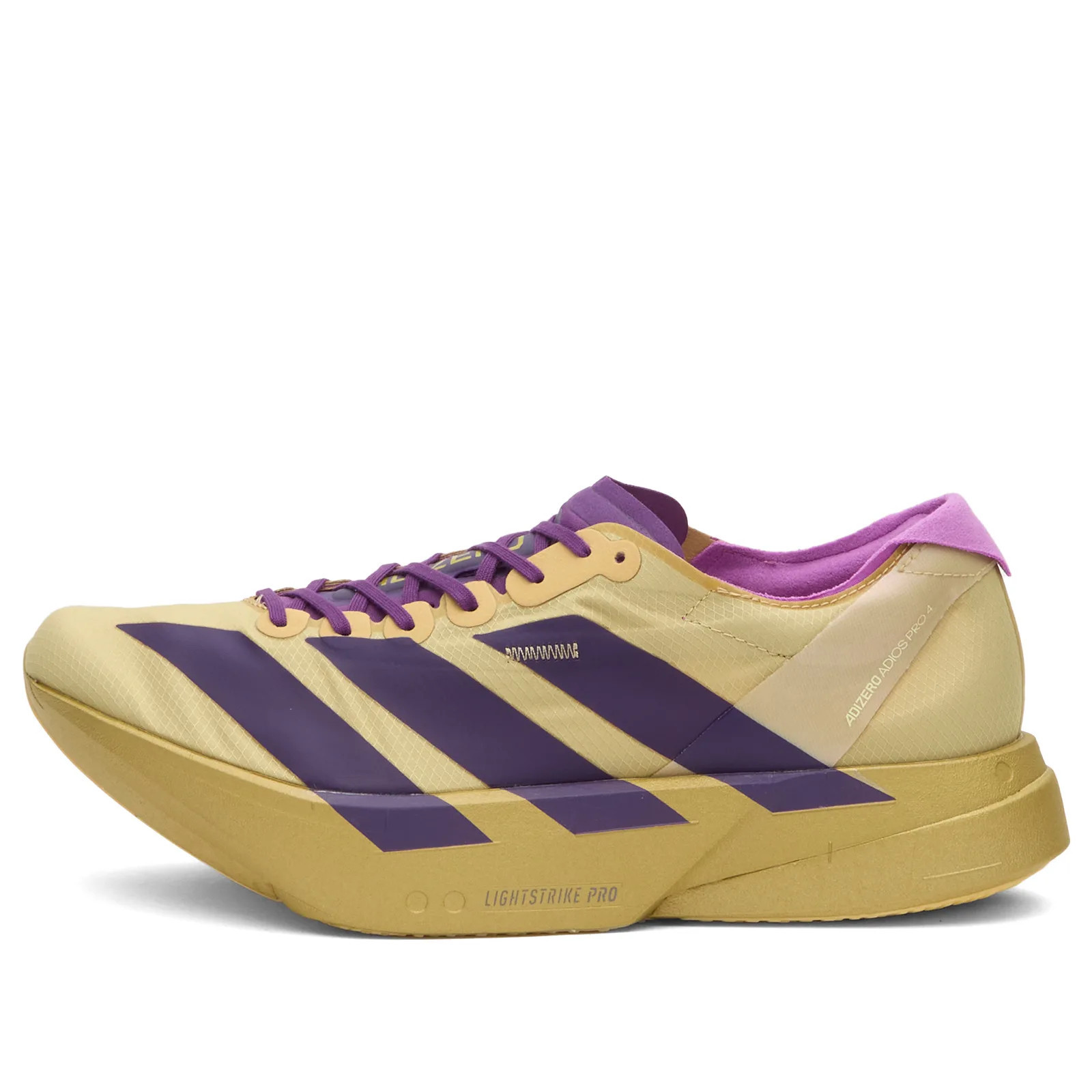 Adidas Running Men's adidas Adizero Adios Pro 4 Sneaker in Sand/Rich Purple/Gold Met, Size UK 9.5 | END. Clothing