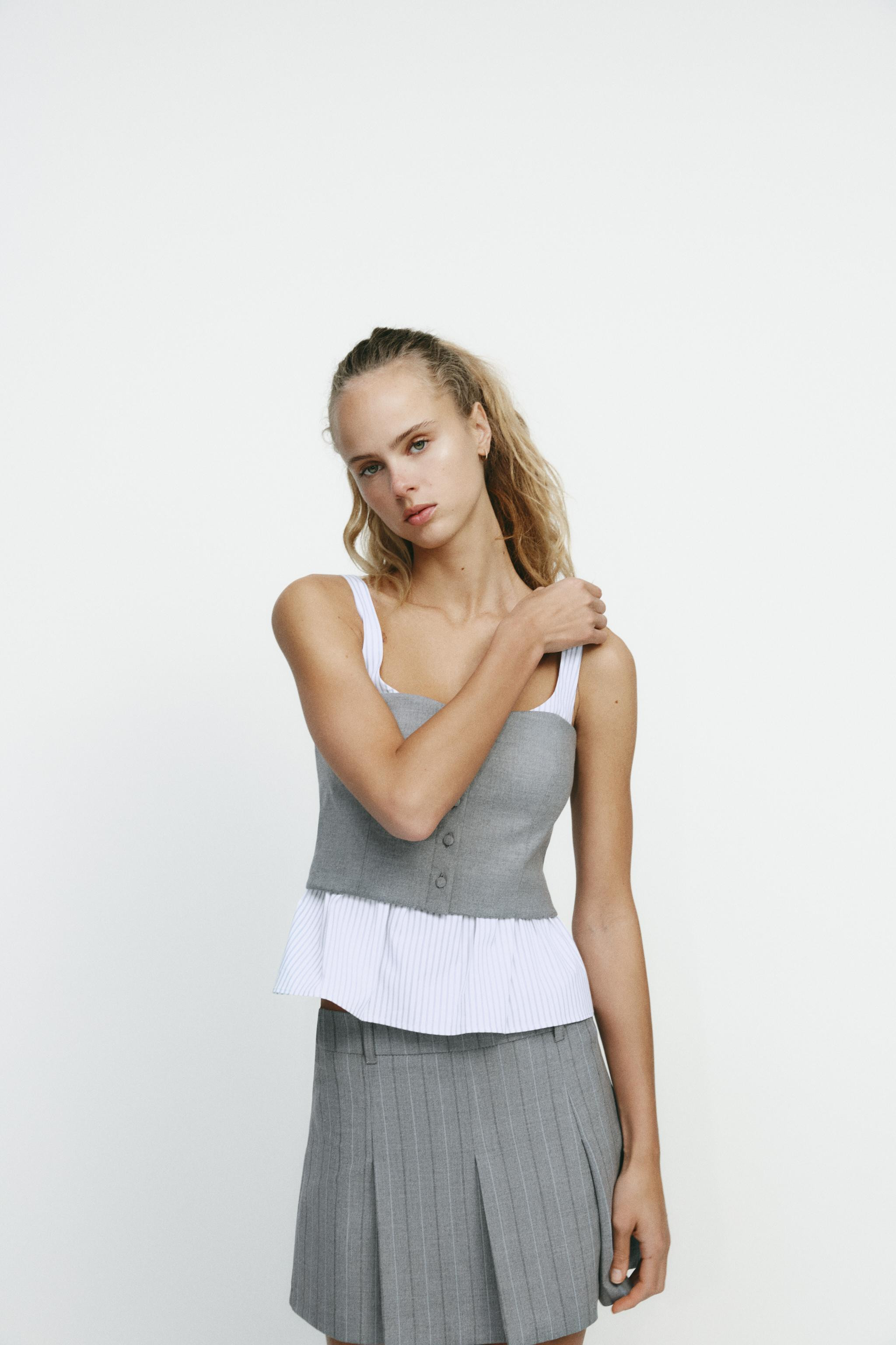 COMBINATION STRIPED POPLIN TOP | Zara US