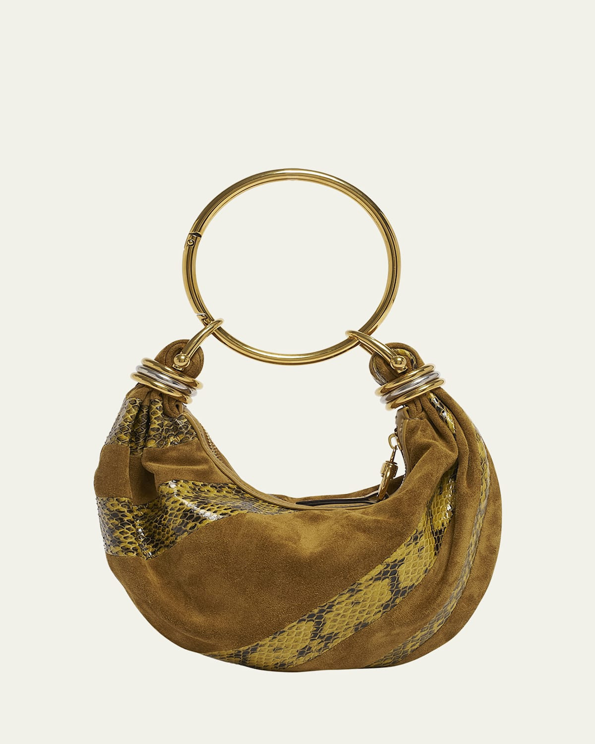 Bracelet Shoulder Bag in Calfskin Suede and Snakeskin | Bergdorf Goodman