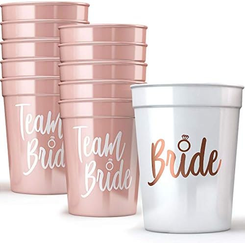 Bride & Team Bride Bachelorette Party Cups (11 Pack) - Bridal Shower Decorations & Party Supplies... | Amazon (US)