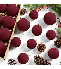 24 Pcs Velvet Christmas Ball Ornaments, 3 Sizes Flocked Plastic Balls Xmas Hanging Decorations Mu... | Amazon (US)
