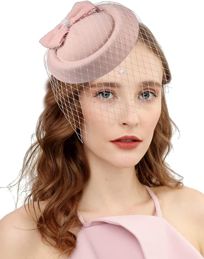 Cizoe Fascinator Hats for Women 20s 50s Vintage Pillbox Hat Kentucky Derby Fascinators Flower Vei... | Amazon (US)
