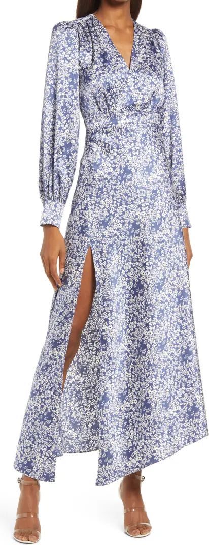 FLORET STUDIOS Floral Long Sleeve Satin Dress | Nordstrom | Nordstrom