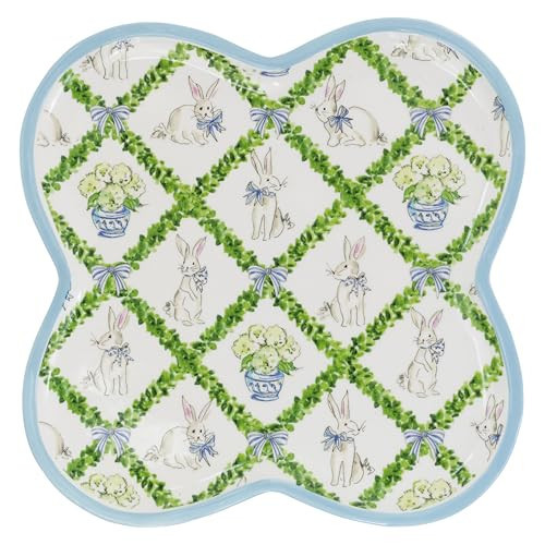 Boston International Clover-Shaped Platter Spring & Easter Porcelain Serving Dish, 12.25" x 12.25", Boxwood Trellis | Amazon (US)