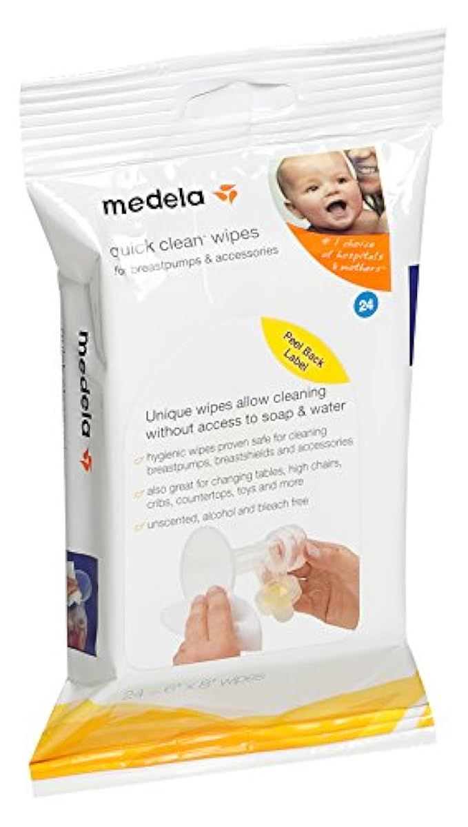 Medela Quick Clean Breast Pump and Accessory Wipes, 24 Wipes in a Resealable Pack, Convenient Portab | Amazon (US)